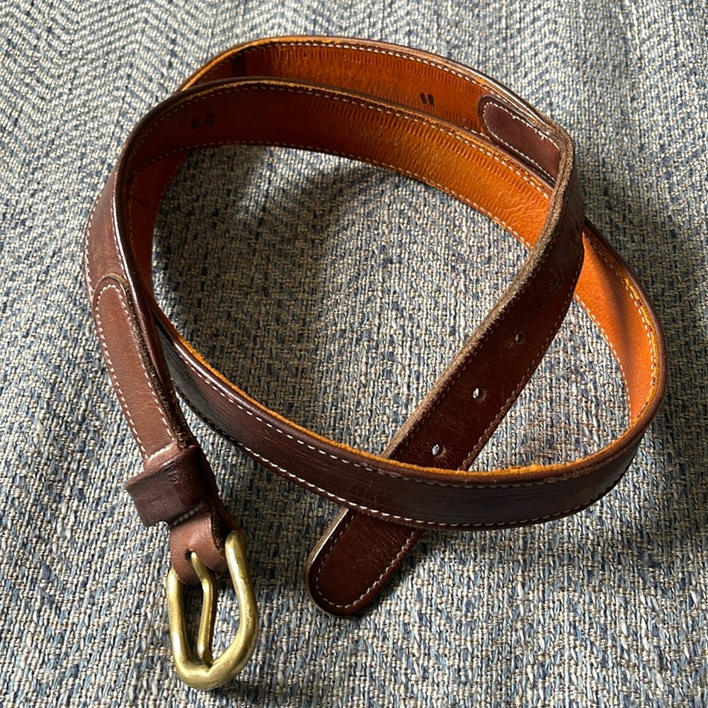 Roots Brown Leather Belt Size:32